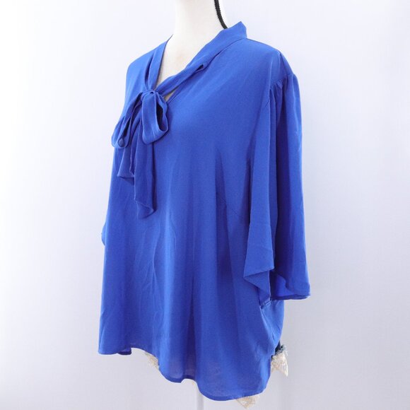 Eloquii | Short Sleeve Chiffon Top 20 Neck Tie NWT - Picture 1 of 6